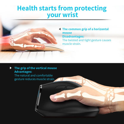 ZELOTES F36A 6-Buttons Vertical Grip Ergonomic Rechargeable Wireless Mouse(Black)