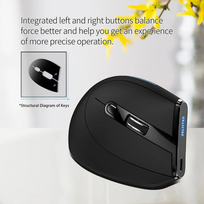 ZELOTES F36A 6-Buttons Vertical Grip Ergonomic Rechargeable Wireless Mouse(Black)