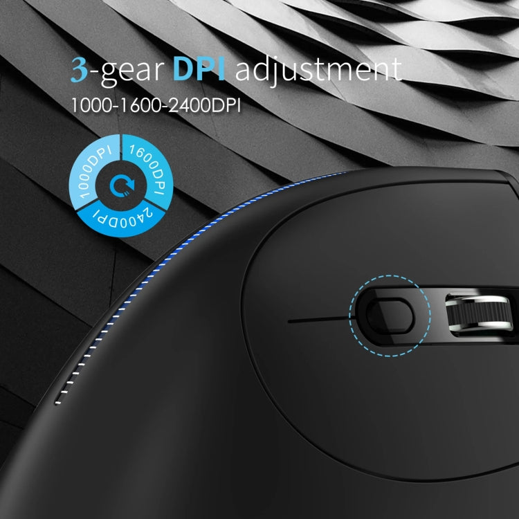 ZELOTES F36A 6-Buttons Vertical Grip Ergonomic Rechargeable Wireless Mouse(Black)