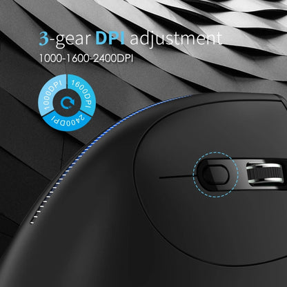 ZELOTES F36A 6-Buttons Vertical Grip Ergonomic Rechargeable Wireless Mouse(Black)