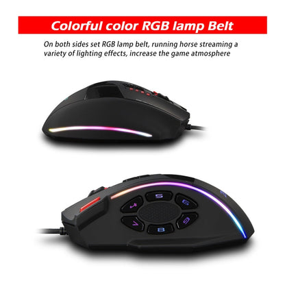 ZELOTES C13 13-keys RGB Lighting Effect Programming Macro Custom Gaming Wired Mouse(Black)
