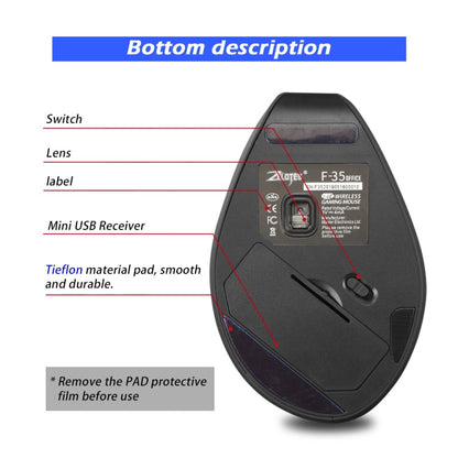 ZELOTES F-35A 6-Buttons Vertical Grip Ergonomic Rechargeable Wireless Mouse(Wireless Version)