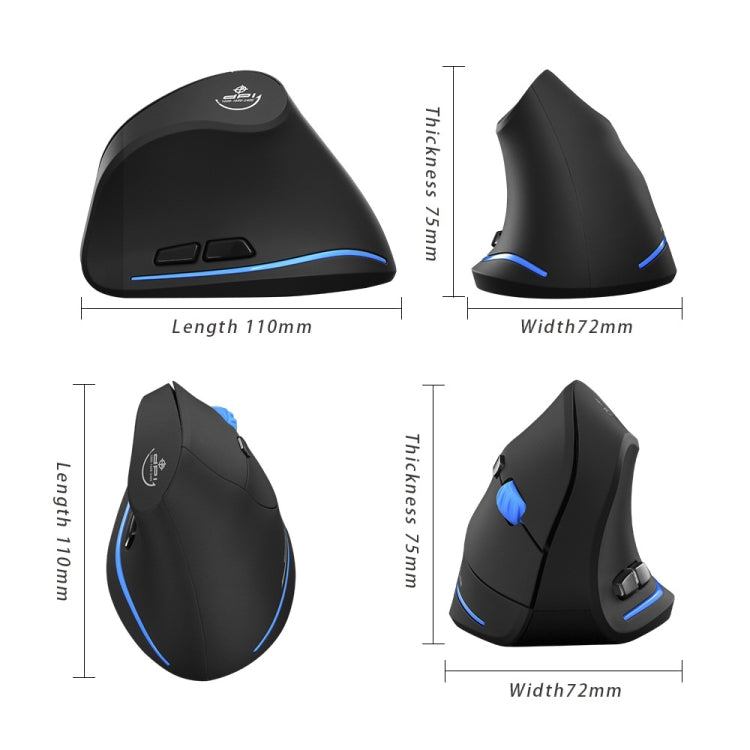 ZELOTES F-35A 6-Buttons Vertical Grip Ergonomic Rechargeable Wireless Mouse(Wireless Version)