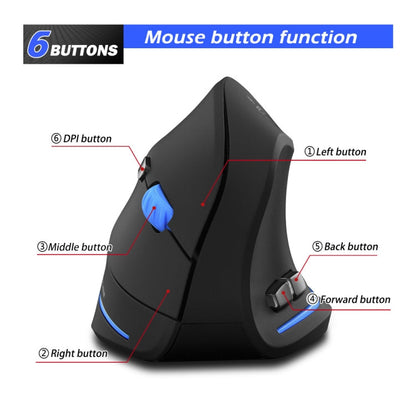 ZELOTES F-35A 6-Buttons Vertical Grip Ergonomic Rechargeable Wireless Mouse(Wireless Version)