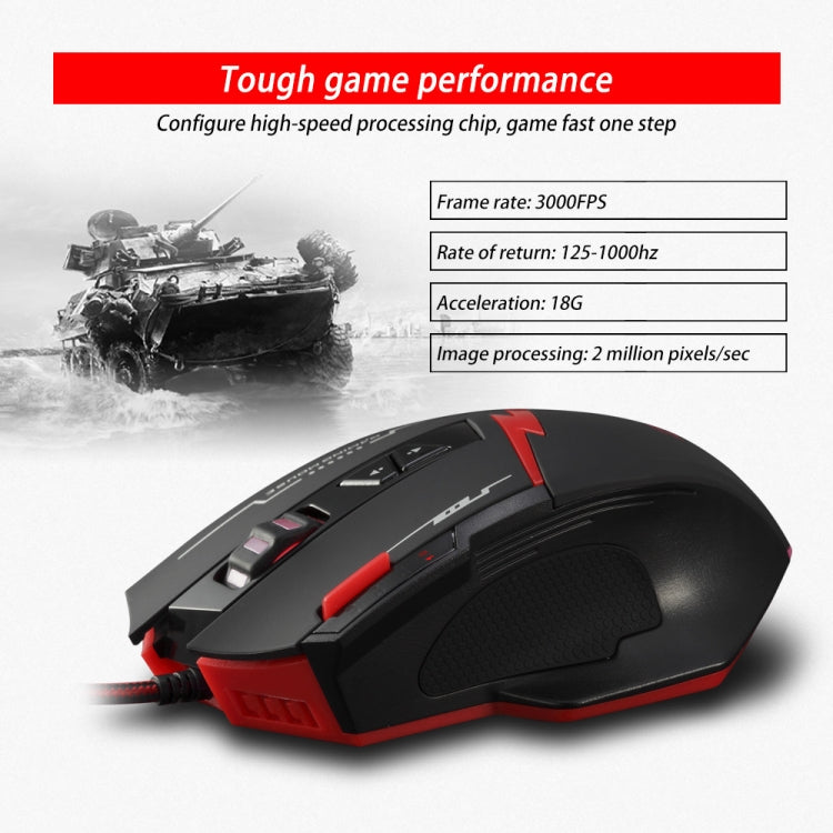 ZELOTES C8 8-buttons Ergonomic Game Programming Custom Wired Mouse(Black)