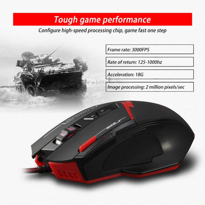 ZELOTES C8 8-buttons Ergonomic Game Programming Custom Wired Mouse(Black)