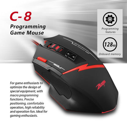 ZELOTES C8 8-buttons Ergonomic Game Programming Custom Wired Mouse(Black)