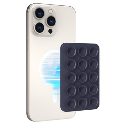 AhaStyle CY202 Support Téléphone Magnétique à Ventouse en Silicone Adhésif pour Miroir (Bleu Foncé)