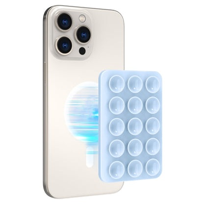 AhaStyle CY202 Support Téléphone Magnétique à Ventouse en Silicone Adhésif Miroir (Bleu Clair)