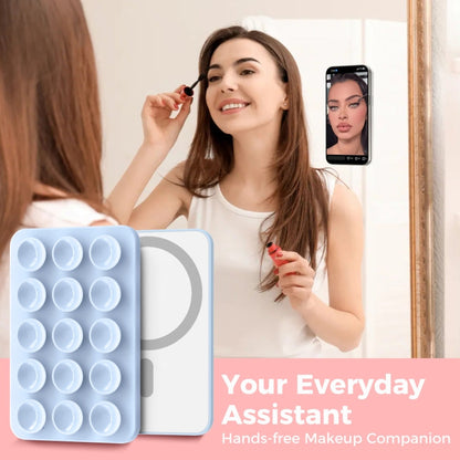 AhaStyle CY202 Suction Cup Magnetic Phone Holder Silicone Adhesive Mirror Sticker(Pink)