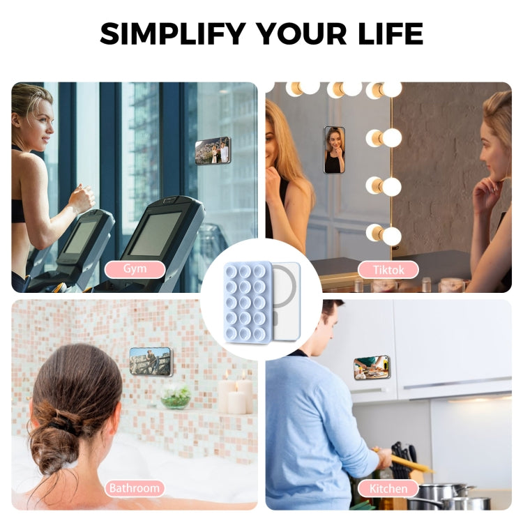 AhaStyle CY202 Suction Cup Magnetic Phone Holder Silicone Adhesive Mirror Sticker(Pink)