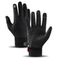 Kyncilor Waterproof Cycling Warm Gloves Two-finger Touch Screen Ultra-soft Velvet Outdoor Gloves, Size: L(Black)