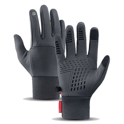 Kyncilor Waterproof Cycling Warm Gloves Two-finger Touch Screen Ultra-soft Velvet Outdoor Gloves, Size: XL(Gray)