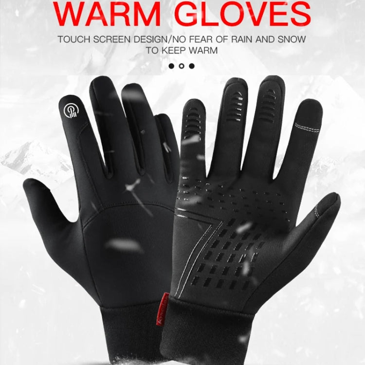Kyncilor Waterproof Cycling Warm Gloves Two-finger Touch Screen Ultra-soft Velvet Outdoor Gloves, Size: M(Gray)