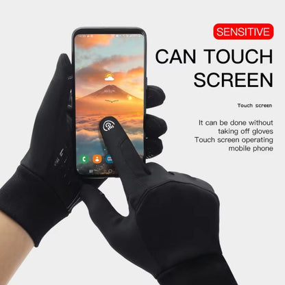 Kyncilor Waterproof Cycling Warm Gloves Two-finger Touch Screen Ultra-soft Velvet Outdoor Gloves, Size: M(Black)