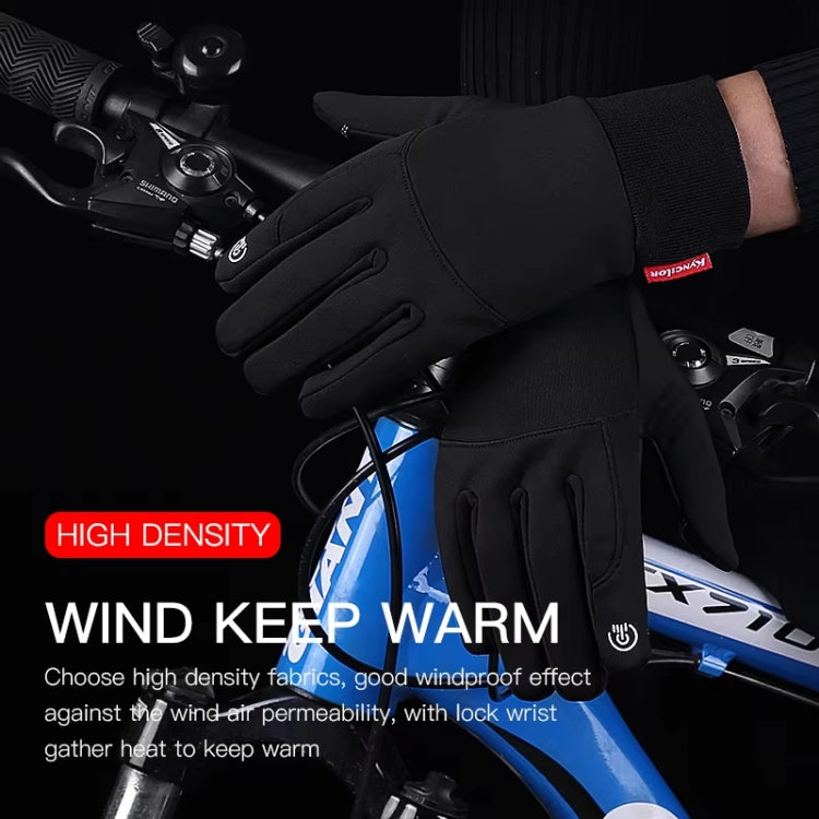 Kyncilor Waterproof Cycling Warm Gloves Two-finger Touch Screen Ultra-soft Velvet Outdoor Gloves, Size: M(Gray)