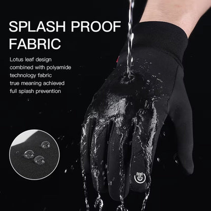 Kyncilor Waterproof Cycling Warm Gloves Two-finger Touch Screen Ultra-soft Velvet Outdoor Gloves, Size: L(Black)