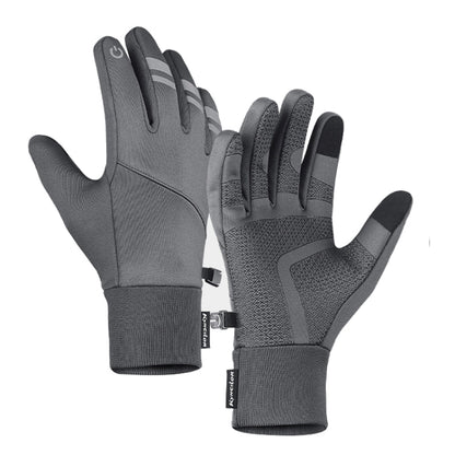 Kyncilor Velvet Warm Cycling Gloves Reflective Touch Screen Ski Water-repellent Elastic Gloves, Size: S(Gray)