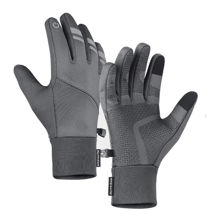 Kyncilor Velvet Warm Cycling Gloves Reflective Touch Screen Ski Water-repellent Elastic Gloves, Size: L(Gray)