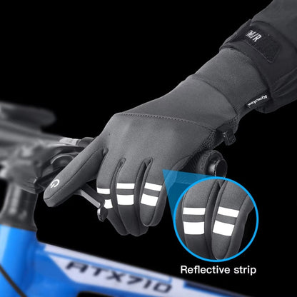 Kyncilor Velvet Warm Cycling Gloves Reflective Touch Screen Ski Water-repellent Elastic Gloves, Size: M(Gray)