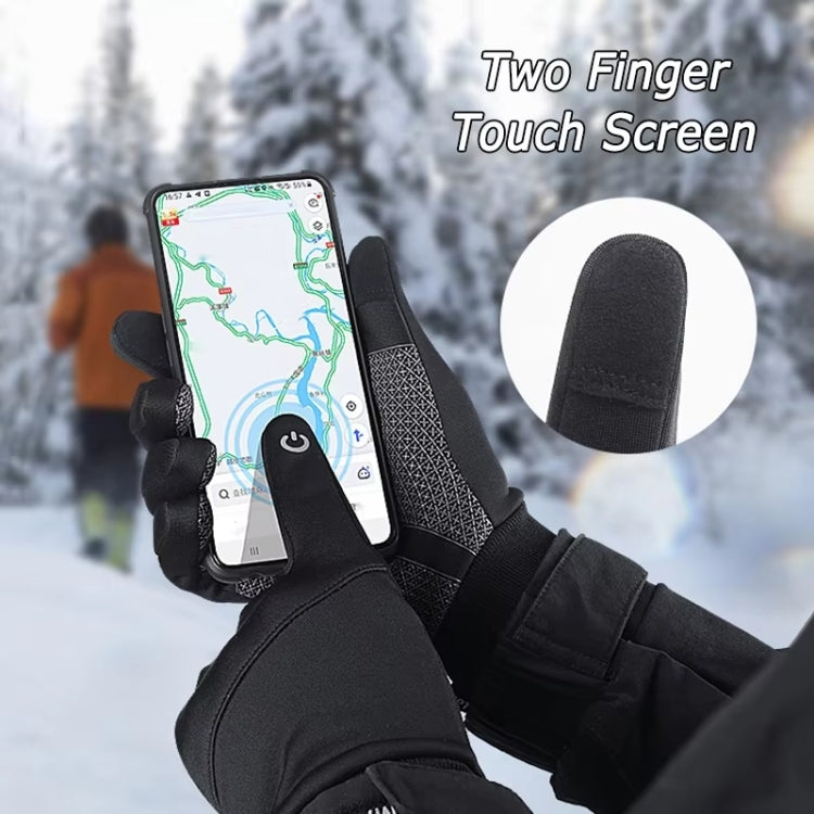 Kyncilor Velvet Warm Cycling Gloves Reflective Touch Screen Ski Water-repellent Elastic Gloves, Size: S(Gray)