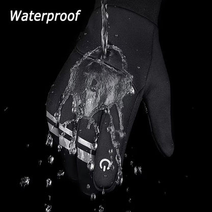 Kyncilor Velvet Warm Cycling Gloves Reflective Touch Screen Ski Water-repellent Elastic Gloves, Size: S(Gray)