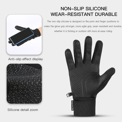 Kyncilor Velvet Warm Cycling Gloves Reflective Touch Screen Ski Water-repellent Elastic Gloves, Size: L(Gray)