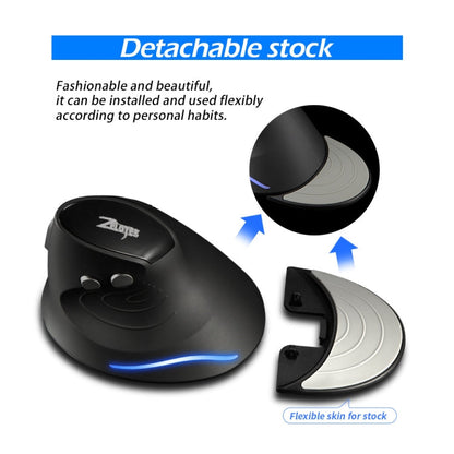 ZELOTES F17 6-buttons Vertical Grip Ergonomic Wireless Mouse(Black)