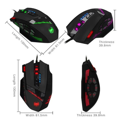 Souris Gamer Filaire Ergonomique Programmable ZELOTES C12 avec 12 Boutons (Noir)
