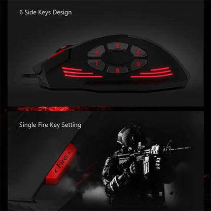 Souris Gamer Filaire Ergonomique Programmable ZELOTES C12 avec 12 Boutons (Noir)