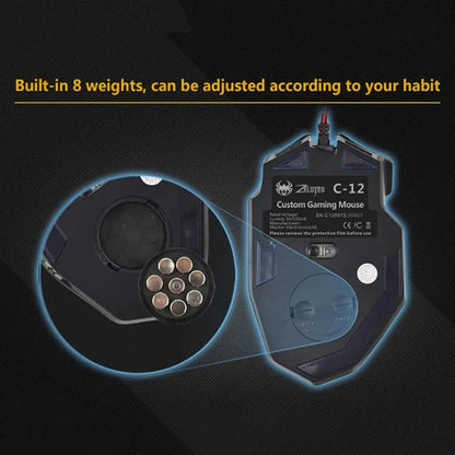 Souris Gamer Filaire Ergonomique Programmable ZELOTES C12 avec 12 Boutons (Noir)