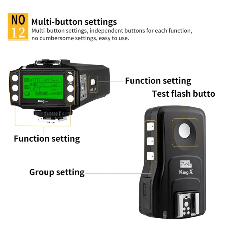 Pour émetteur et récepteur radio sans fil de flash TTL Nikon Pixel King Pro