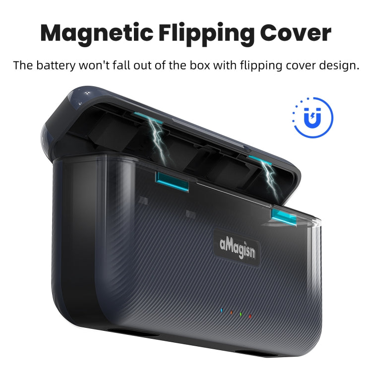 For DJI Osmo 360/Action 5 Pro aMagisn Battery Charger Fast Charging Box Storage Compartment