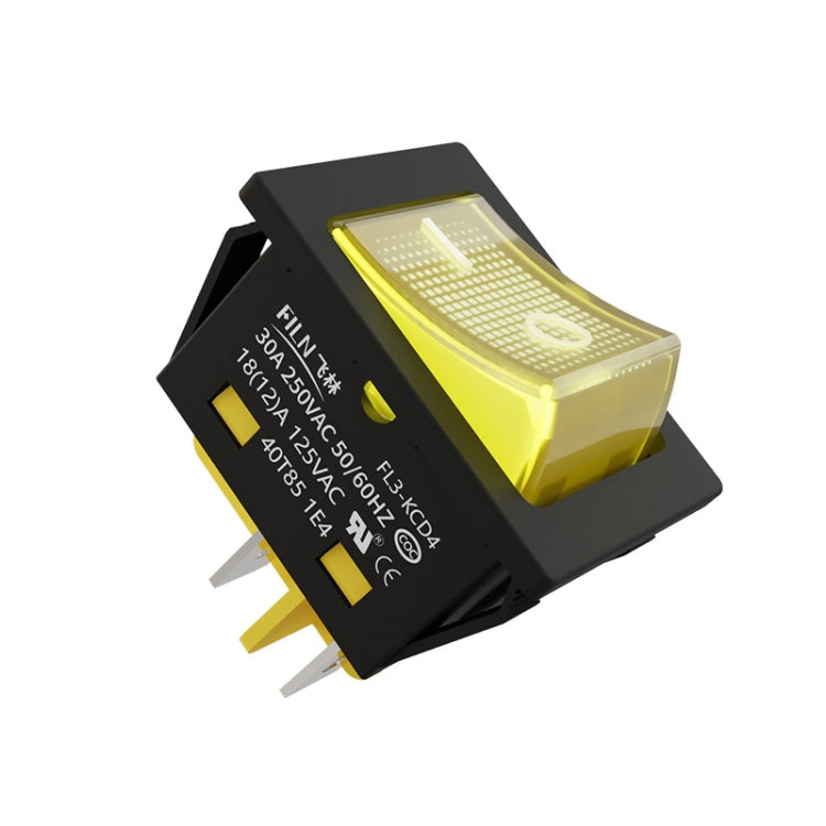 FILN Interrupteur à bascule étanche à la poussière 220V 30A avec lumière, Spécifications: Non étanche 4 broches 2 vitesses Lumière jaune