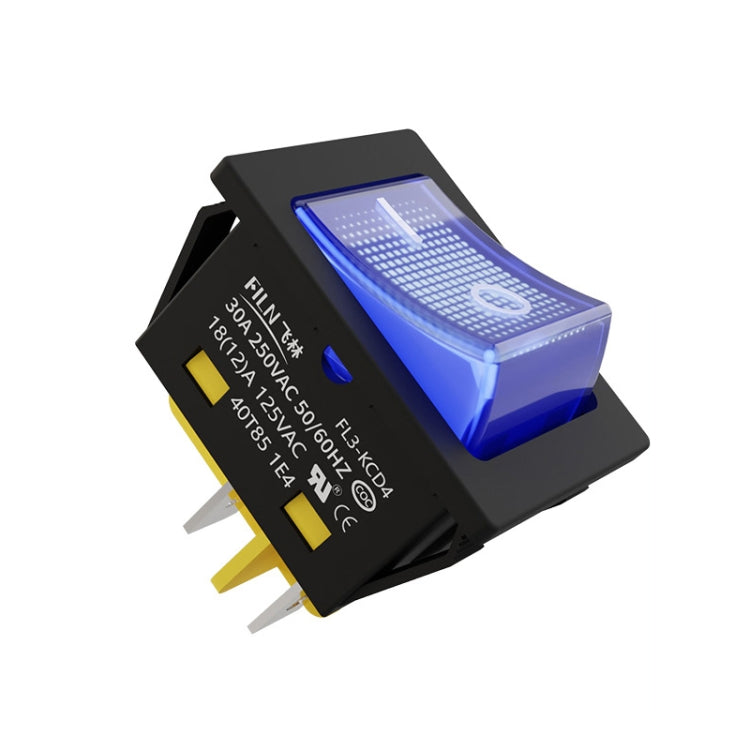 FILN 220V 30A Split Dustproof Boat-type Switch With Light, Specifications: No Waterproof 4 Pin 2 Gear Blue Light