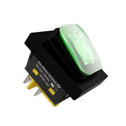 FILN 220V 30A Interrupteur à bascule étanche avec lumière, Spécifications : Étanche 4 broches 2 vitesses Lumière verte