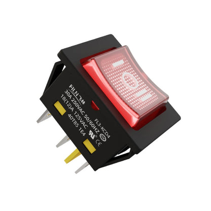 FILN 220V 30A Split Dustproof Boat-type Switch With Light, Specifications: No Waterproof 6 Pin 3 Gear Red Light