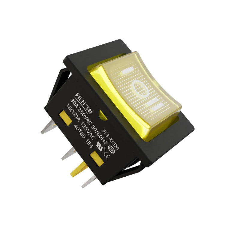FILN 220V 30A Split Dustproof Boat-type Switch With Light, Specifications: No Waterproof 6 Pin 3 Gear Yellow Light