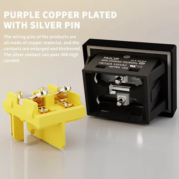 FILN 220V 30A Interrupteur à bascule étanche avec lumière, Spécifications : Étanche 4 broches 2 vitesses Lumière verte