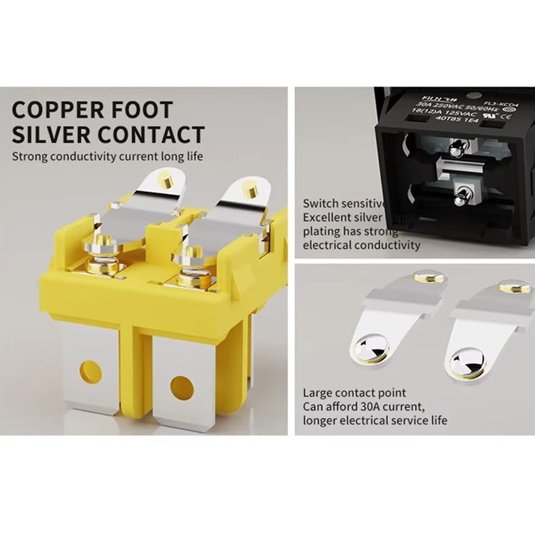 FILN 220V 30A Interrupteur à bascule étanche avec lumière, Spécifications : Étanche 4 broches 2 vitesses Lumière verte