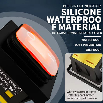 FILN 220V 30A Split Dustproof Boat-type Switch With Light, Specifications: Aluminum 4 Pin 2 Gear Yellow Light