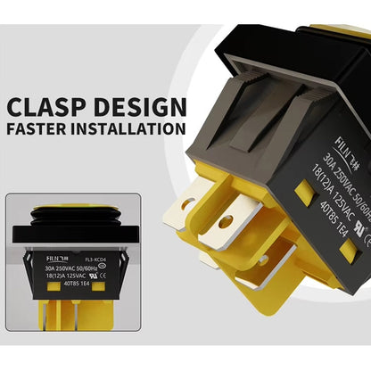 FILN 220V 30A Split Dustproof Boat-type Switch With Light, Specifications: Aluminum 4 Pin 2 Gear Blue Light