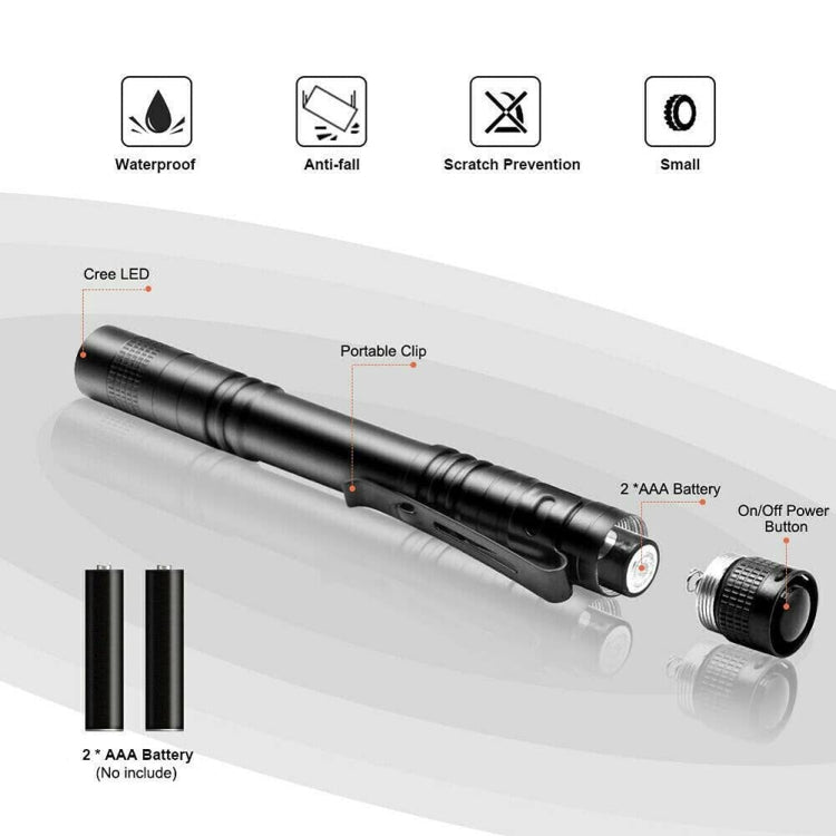 E-SMARTER 702 Double Section Outdoor Strong Light Flashlight Mini Pen Fork Lamp Portable Tool Lamp