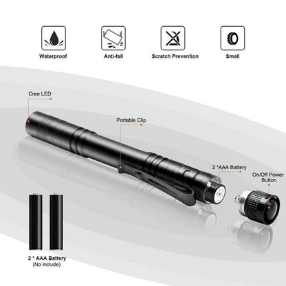 E-SMARTER 702 Double Section Outdoor Strong Light Flashlight Mini Pen Fork Lamp Portable Tool Lamp