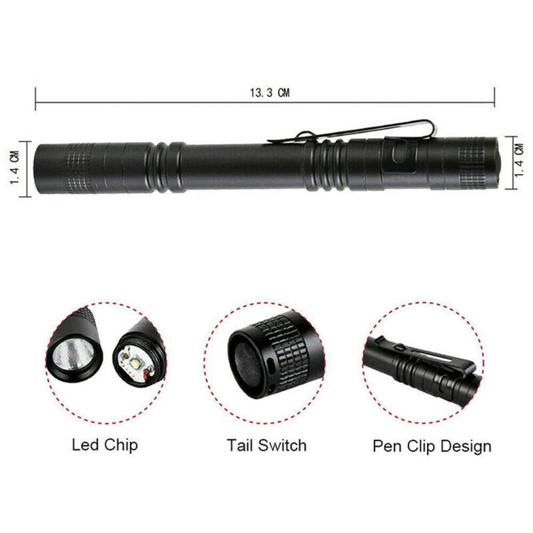 E-SMARTER 702 Double Section Outdoor Strong Light Flashlight Mini Pen Fork Lamp Portable Tool Lamp