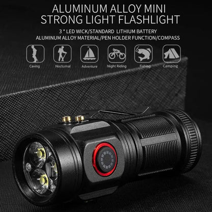 E-SMARTER W5182 Pen Fork 3 Holes Mini Flashlight Portable Pen Clip Camping Adventure Compass Sport Flashlight
