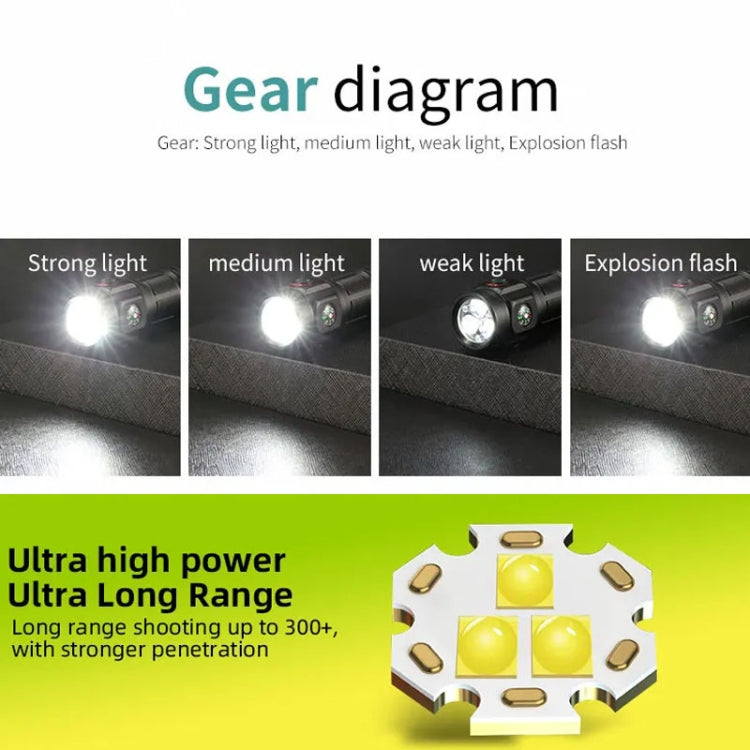 E-SMARTER W5182 Pen Fork 3 Holes Mini Flashlight Portable Pen Clip Camping Adventure Compass Sport Flashlight