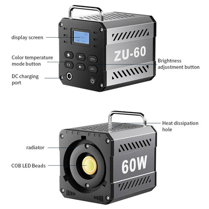 Desiontal ZU-60 60W Hand-Held Camera Light High Power Fill Light, EU Plug, Spec: Standard