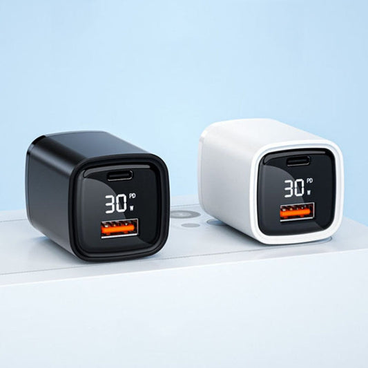 CYKE K02 30W PD+QC3.0 Mobile Phone Digital Display Fast Charger, Plug: EU(Black)