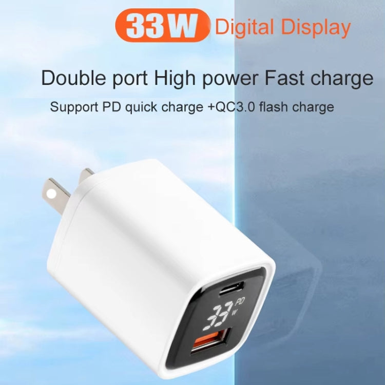 CYKE K02 30W PD+QC3.0 Mobile Phone Digital Display Fast Charger, Plug: US(Black)